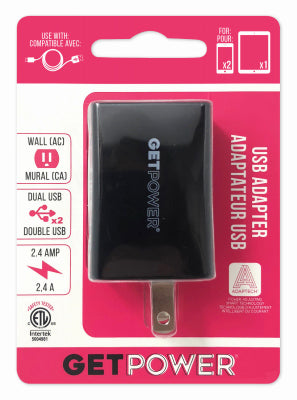 Hardware store usa |  Dual Wall USB Adapter | GP-AC2USB-BLK | ARIES MFG