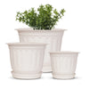 6,8,10 Inch Jasmine Flower Pot with Bottom Tray Plastic Planter - Set of 3