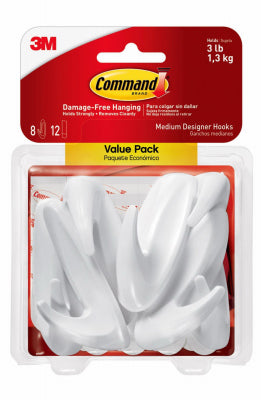 Hardware Store USA | 8PK MED WHT Design Hook