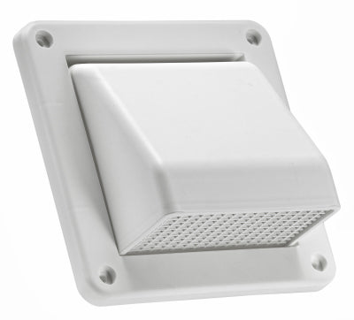 4 In. Fresh Air Intake Vent, Removable Screen, White Plastic