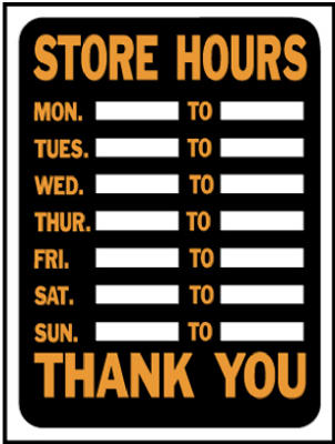 Hardware store usa |  9x12 Store Hours Sign | 839888 | HILLMAN FASTENERS