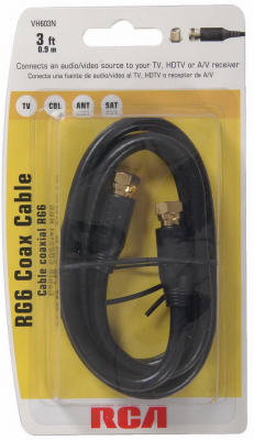 Hardware store usa |  3' RG6 BLK Coax Cable | VH603RV1 | AUDIOVOX
