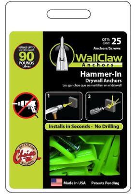 Hardware store usa |  25PK Wallclaw Anchor | PCK-WC25-YS | WALLCLAW ANCHORS LLC
