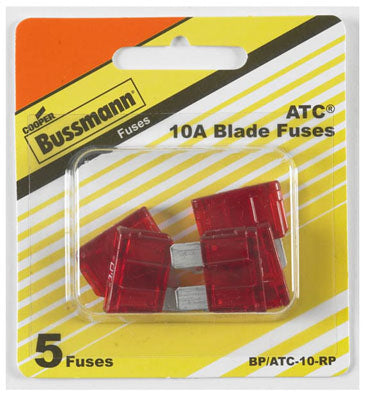 Hardware store usa |  5PK 10A RED Auto Fuse | BP/ATC-10-RP | COOPER BUSSMANN