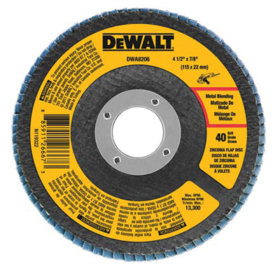 Hardware store usa |  4/1/2x7/8 40G Flap Disc | DWA8206 | DEWALT ACCESSORIES