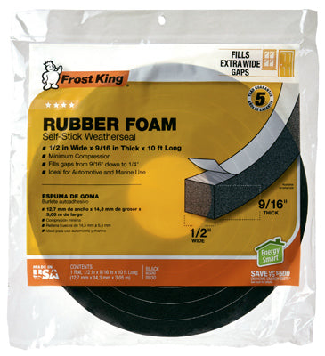 Hardware store usa |  1/2x9/16 BLK Foam Tape | R930H | THERMWELL