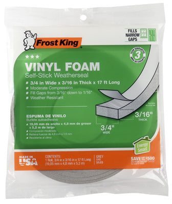 Hardware store usa |  3/4x3/16 GRY Foam Tape | V449H | THERMWELL