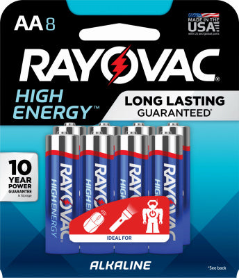Hardware store usa |  RAYO 8PK AA Alk Battery | 815-8T | RAYOVAC