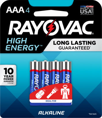 Hardware store usa |  RAYO4PK AAA Alk Battery | 824-4T | RAYOVAC