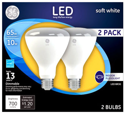 Hardware store usa |  GE 2PK 10W SW BR30 Bulb | 93120700 | G E LIGHTING