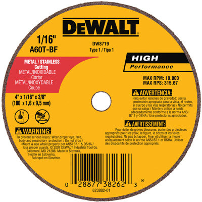Hardware store usa |  4x1/16x3/8 Cutoff Wheel | DW8719 | DEWALT ACCESSORIES