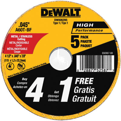 Hardware Store USA | 5PK 4.5x.045 Cut Wheel