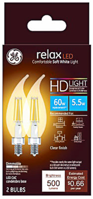 Hardware Store USA | GE 2PK 5.5W SW CAC Bulb