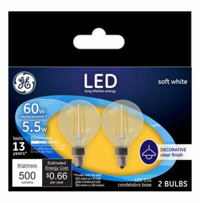 GE2Pack 5.5watt soft white  G16 bulb