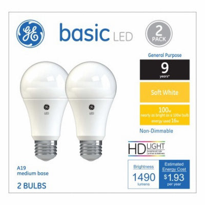 Hardware Store USA | GE 2PK 16W SW A19 Bulb