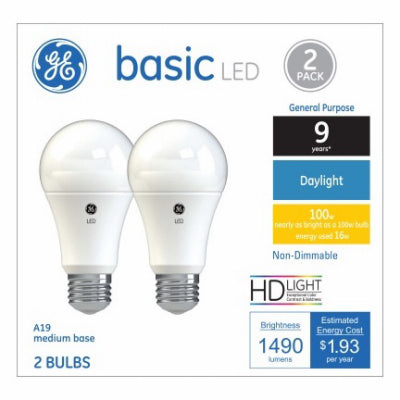 Hardware Store USA | GE 2PK 16W Day A19 Bulb