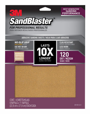 Hardware store usa |  4PK 9x11 120G Sandpaper | 20120-G-4 | 3M COMPANY