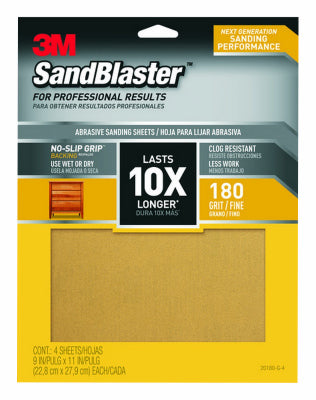 Hardware store usa |  4PK 9x11 180G Sandpaper | 20180-G-4 | 3M COMPANY