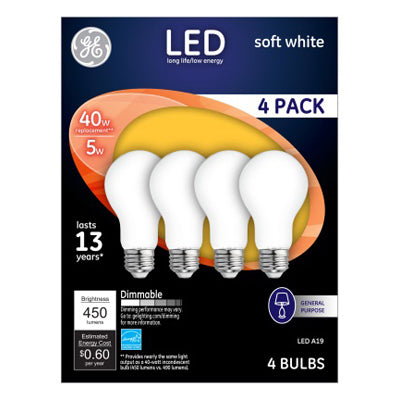 Hardware Store USA | GE 4PK 5W SW A19 Bulb