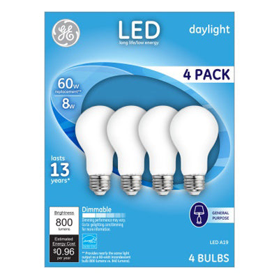 Hardware Store USA | GE 4PK 8W Day A19 Bulb