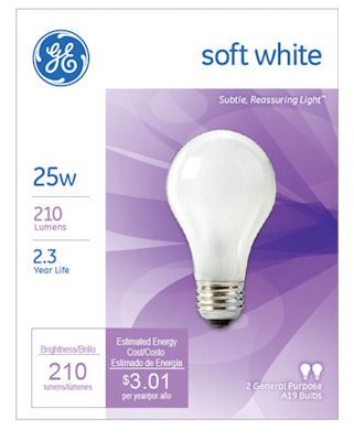 GE 2Pack 25watt soft white light bulb