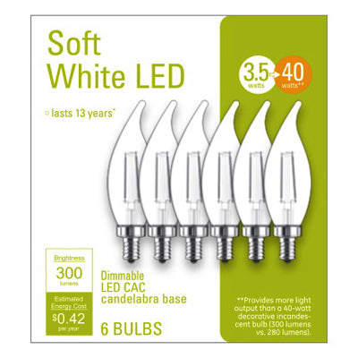 Hardware Store USA | 6PK 4W Deco Cand Bulb