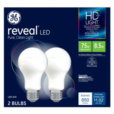 Hardware Store USA | GE 2PK 8.5W A19WHT Bulb