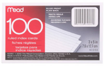Hardware store usa |  100CT3x5 Rul Index Card | 63350 | ACCO/MEAD