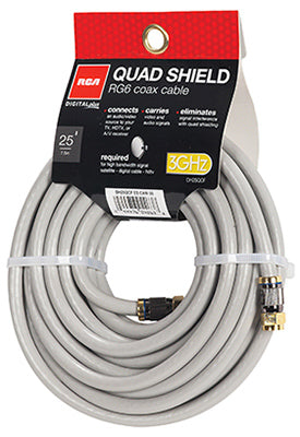 25' GRY Quad Coax Cable