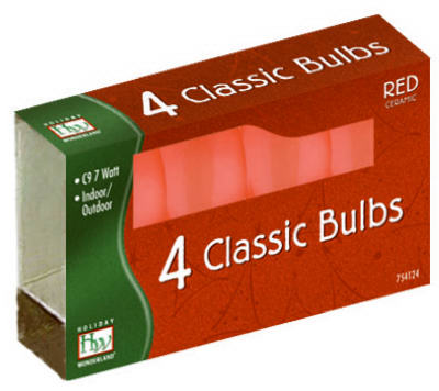 Hardware store usa |  HW 4PK C9 RED Cera Bulb | 1094R-88 | INLITEN LLC-IMPORT