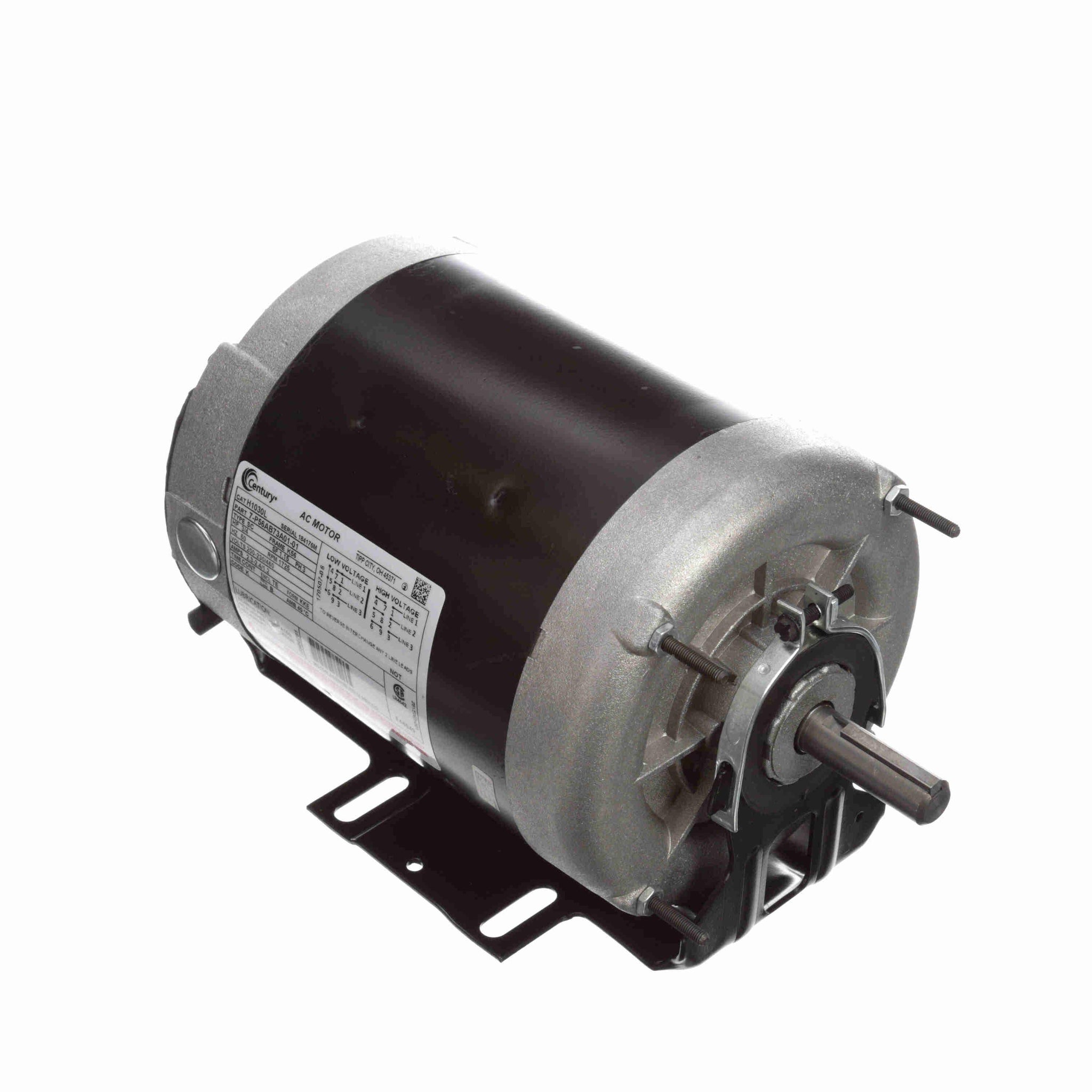 H1030L -  3/4 HP Fan and Blower HVAC/R Motor, 3 phase, 1800 RPM, 200-230/460 V, 56 Frame, TENV - Hardware & Moreee