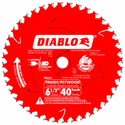 Hardware Store USA | 6-1/2x40T Finish Blade