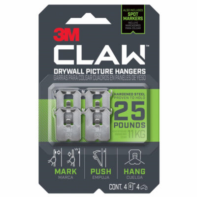 Hardware Store USA | 3M Claw 4PK 25LB Hanger