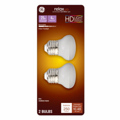 Hardware store usa |  GE 2PK LED 4W R14 Bulb | 46960 | G E LIGHTING