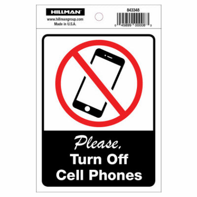 Hardware Store USA | 4x6 No Cellphones Sign | Pack Of 6