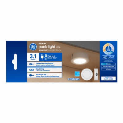 Hardware store usa |  GE 3PK WHT Puck Light | 93129103 | G E LIGHTING