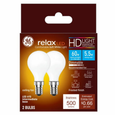 Hardware store usa |  GE 2PK 5.5W A15F Bulb | 47967 | G E LIGHTING